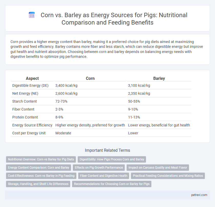 Corn vs. Barley as Energy Sources for Pigs: Nutritional Comparison and Feeding Benefits