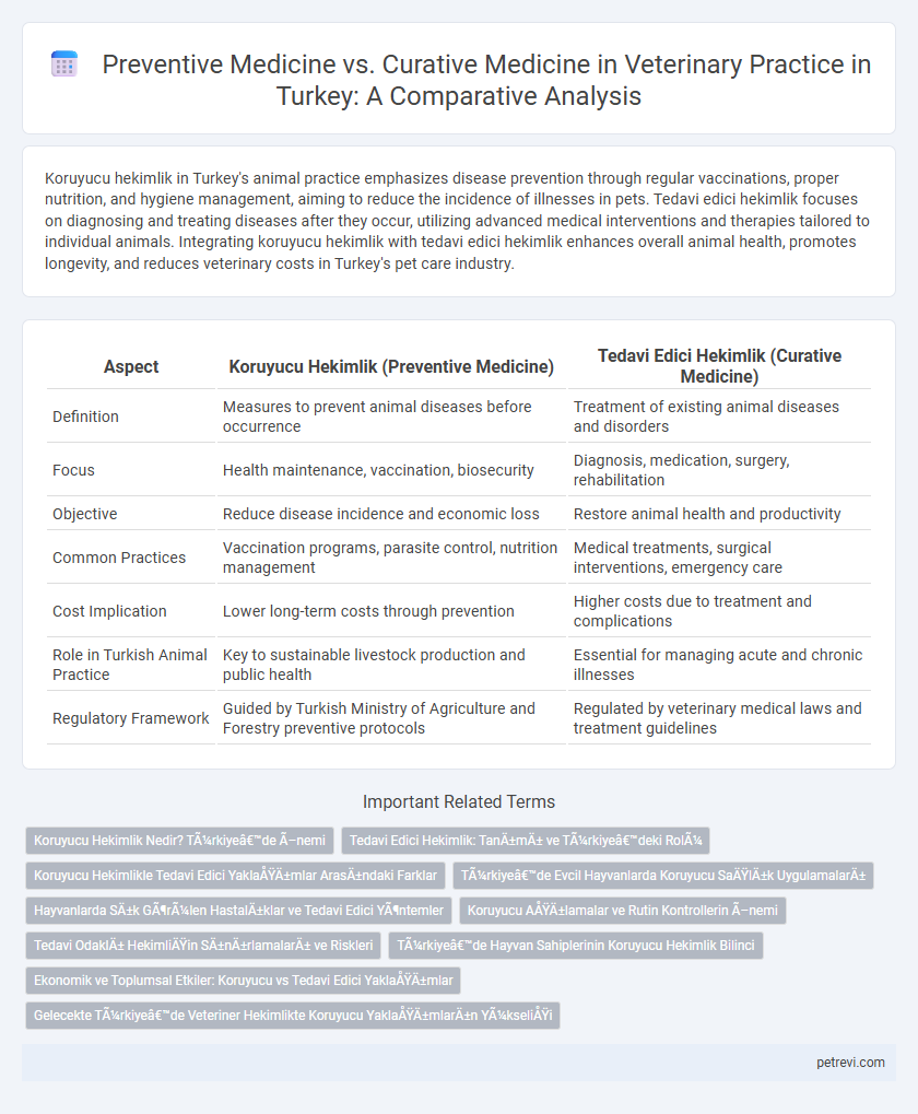 Preventive Medicine vs. Curative Medicine in Veterinary Practice in Turkey: A Comparative Analysis