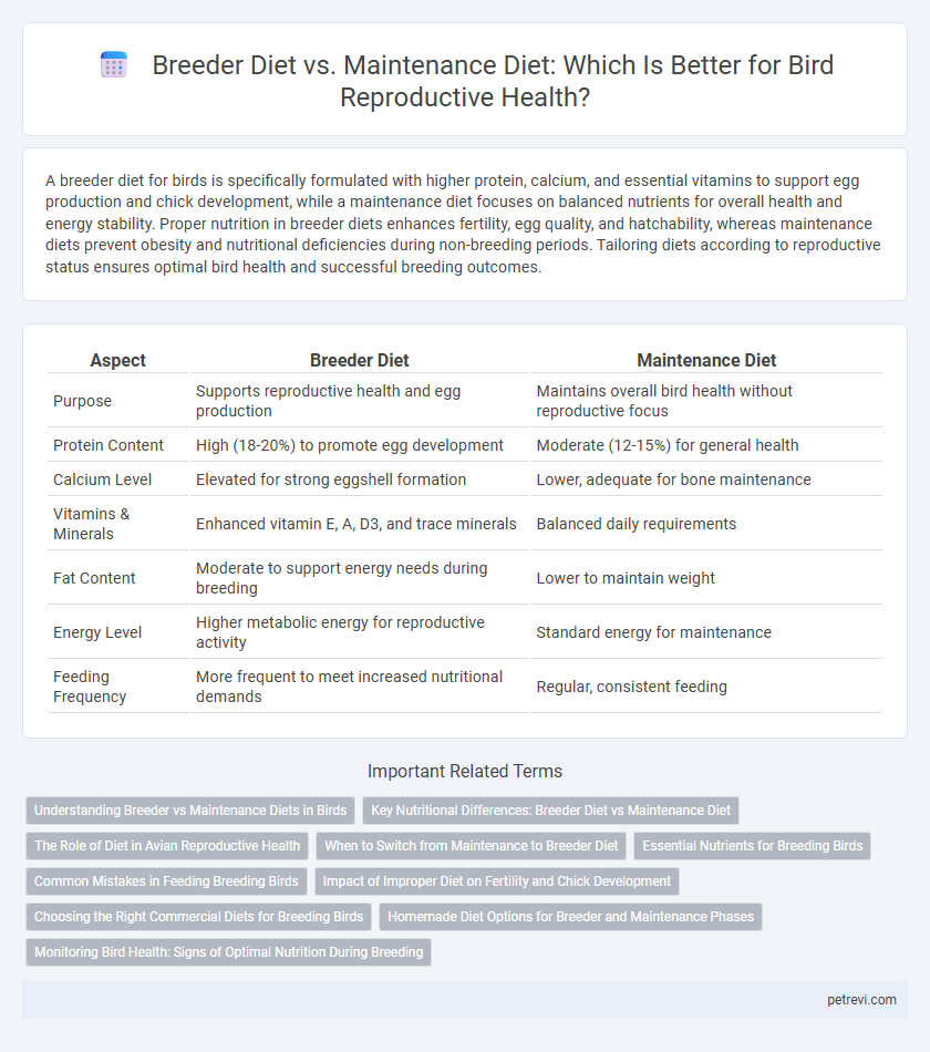 Breeder Diet vs. Maintenance Diet: Which Is Better for Bird Reproductive Health?