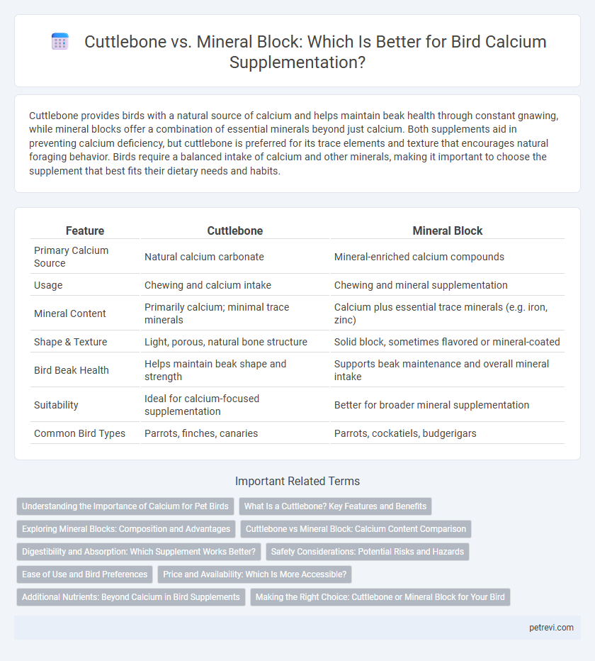 Cuttlebone vs. Mineral Block: Which Is Better for Bird Calcium Supplementation?